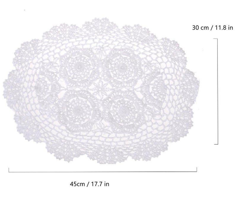 kilofly Crochet Cotton Lace Placemats Doilies 4pc, Oval, White, 11.8 x 17.7 inch - Image 2